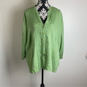 David Brooks Linen Button Front Top Lagenlook